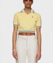 Kasabeullangka (W) Trumpas geltonas pique polo marškinėlis Pale Yellow/S beige