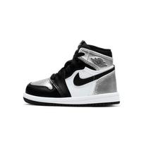 Air Jordan 1 Retro High OG TD Silver Toe Baby Sneakers Black Metallic-Silver White CU0450-001 27 gray