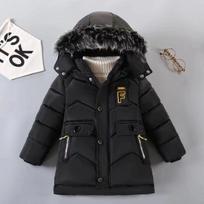 Children Warm Clothing Toddler Boy Clothes Teen Down Cotton Padded Winter Jackets Hooded Coat Thicken Outerwear Kids Parka 150 juoda