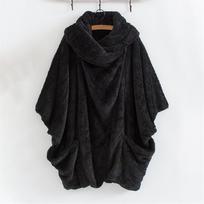 Autumn and Winter European and American Buttons, Large Lapel Pockets, Plush Tops, Irregular Solid Color Jackets, Women XS juoda