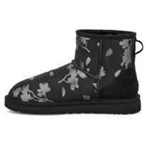UGG Classic Mini Floral Foil Fur Lined Snow Boots Women Snow Boots Black 1118163-BLK 37 black