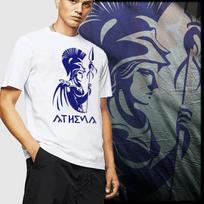 Athena T-shirt Greco Roman Spartan Warrior Spartacus Greek Gladiator XL White S gray