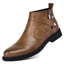 Autumn Winter High-quality Chelsea Mens Boots Luxury Brand Fluff White Denim Boots Side Zipper Business Formal Leather Boots 37 ruda