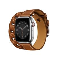 Gourmette Dvigubas apsisukimas Apple Watch apyrankė 40mm 41mm 38mm 44mm 45mm 42mm Natūralios odos apyrankė iWatch serija 7 6 5 3 se dirželis 42mm 44mm 45mm brown