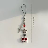 Cute Hello Kitty Mobile Phone Chain Punk Cat Keychain Pendant Anti-Lost Lanyard Phone Wrist Hanging Chain Earphone Camera Chain