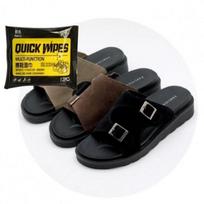 Biuro patalpų avalynė, lauko šlepetės, batų valymo servetėlių rinkinys black