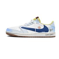 Travis Scott x Jordan Air Jordan 1 Ice Blue Barb 7.0 Low Slip Resistant Low top Vintage Basketball Shoes Women's DZ4137-700(Team1897-) 41