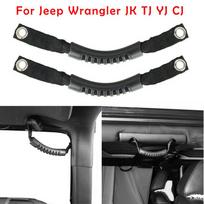 Vidaus Durų Rankena-Atrama Skirta Jeep Wrangler JK TJ YJ CJ Su Guminė Rankena ir Nailoniniu Diržu Patikimam Atramai juoda