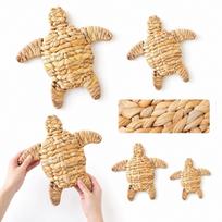 2 rankomis austų vėžlių sienos dekoracijų rinkinys - Paplūdimio Boho vonios kambariui, namams, vidui ir laukui One Size beige