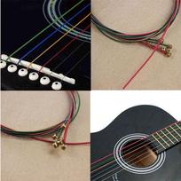 Steel High Quality One Set 6pcs Acoustic Guitar Strings Rainbow Colorful Color Guitar Strings įvairiaspalvis