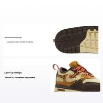 Travis Scott x Nike Air Max 1 TD Baroque Brown vaikiški sportbačiai, citrinų spalvos, kviečių spalvos, Čili raudoni, DN4170-200 18.5