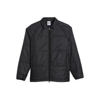 Adidas Originals Ins Coach Jacket Solid Color Zipper Closure Lapel Long Sleeve Cotton Coat Unisex Jacket Black HK9897 S black