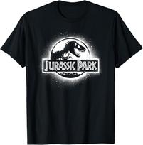 Jurassic Park All White Spray Paint Stencil Movie Logo T-Shirt S gray