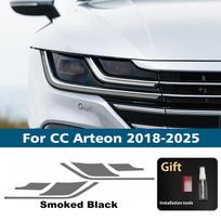 Automobilio priekinių žibintų apsauginė plėvelė Volkswagen CC Arteon 2018-2026 m. TPU PPF Dūminė juoda Paruošta pjauti Atspari įbrėžimams Aukšto blizgesio vinilinė plėvelė For 18-25 SMK black