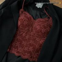 Lace Vest Inner Wear: 6100 Strappy Bra Base Layer with Integrated Chest Pad & Beautiful Back Design