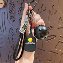 Portable PVC Pickleball Keyring Bag Tag Anti-fade Pendant for Handbag Luggage Keychain Sports Gifts black