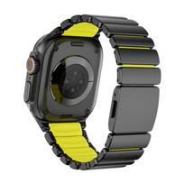 Titanium Band for Apple Watch Ultra 2025 49mm Series 11 10 46mm 45 44mm Rubber Watchband Luxury Magnetic Strap Iwatch 9 8 6 SE for Ultra 3 2 1 49mm black