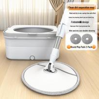 Dual-Bucket Spin Mop - No Hand Wash Needed gray