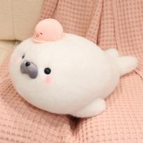 Kawaii Seal Plush Doll Sea Otter With Octopus Throw Pillow Stuffed Animal  Doll Birthday Gift 25cm rožinė