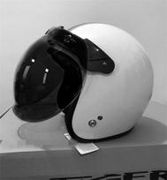 Atviras šalmas su burbuline skydeliu, retro stiliaus 3/4 šalmai, veido skydelis, 3 užsegimai white