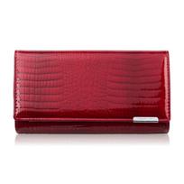 Moteriška odinė piniginė didelė raudona lakuota Croco SP-19-CRD