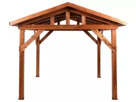 Sodo pavėsinė SECCHIA, kėnio mediena, 296 cm x 350 cm, ruda/pilka