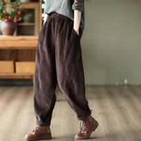 Plus Velvet Thickened All-match Casual Pants Women's Autumn and Winter Stitching Harem Pants Are Thin and Leg-length Warm Pants 4XL
