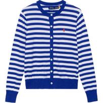 Polo Ralph Lauren Striped Logo Embroidered Button Knit Sweater Women sweater Blue 211840291-006 XS white