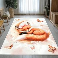 Fox Animacinis kilimas Vaikų kambarys Mielas Rožinis lankelis Gyvūno kilimas Kūdikio žaidimų kilimėlis Vidaus ir lauko kilimas Minkštas Patogus Saugus Vaikų dekoras 80x120cm