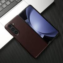Prabangus natūralios odos dėklas Samsung Galaxy Z Fold 7 fold6 5 4 telefonui Vintag aliejaus vaško rašto telefono korpusas Galinės dalys Coque Genuine Leather&Galaxy Z Fold5 gray