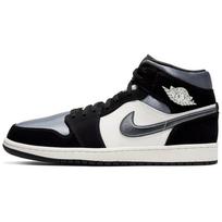 Air Jordan 1 Mid SE Satin Smoke Grey Unisex Bėgimo bateliai Juodi Sail 852542-011 44