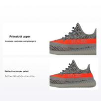 Adidas „Yeezy Boost 350 V2 Kids Beluga“ šviesą atspindintys sportbačiai vaikams Pilki stulpelio pilka saulės raudona GW1230 35½ gray