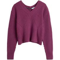 Calvin Klein Minimalist Embroidered Asymmetrical V-Neck Sweater Women sweater Bronze-Purple J222847VAC XS pink