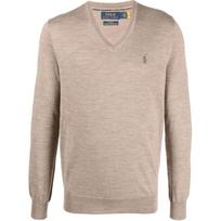 Polo Ralph Lauren FW22 Solid V-Neck Casual Long Sleeve Sweater Men sweater Camel 710876848-008 M