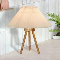 38,1 cm Medinis Trikojis LED Stalo Lempos, Kaimiška Pritemdoma Naktinė Lempa su Lininiu Smėlio Spalvos Gaubtu, Naktinis Šviestuvas Vaikų Darželiui, Miegamajam, Vaikų Kambariui beige