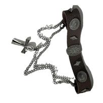 Vintage Punk Styles Leather Choker Necklace Featuring Crosses Pendant and Roman Studs for Unique Fashion Statement