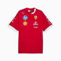 Puma Scuderia Ferrari SS25 Madingi Patogūs Laisvi Spalvų Bloko Trumpomis Rankovėmis Marškinėliai Vyriški Viršutiniai Drabužiai Raudoni 71357101 XL