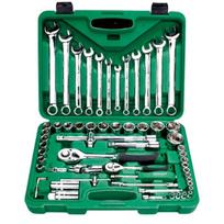 ⬡ 1/4" + 1/2" galvučių ir raktų rinkinys 61 vnt. (CL103961, CHANGLU TOOLS)