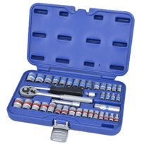 ⬡ Galvučių su raktu rinkinys 3/8" + 1/4", 40 vnt. (coliniai ir metriniai) (KR040MSA, KINGROY)
