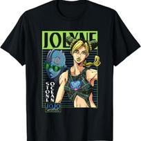 JoJo's Bizarre Adventure Jolyne & Stone Ocean Mugshot Anime T-Shirt S juoda
