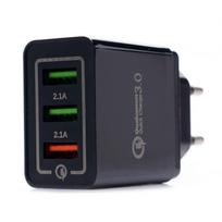 ⬡ USB įkroviklis su greitojo įkrovimo prievadu 220 V, 2xUSB/2,1A +1USB/QC3.0 (KD1236)