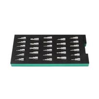 ⬡ Dėklas. 3/8'' galvučių su antgaliais rinkinys 28 vnt. (pl./PH/PZ/HEX/torx) (ST09006G, SATA)