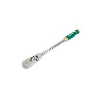 ⬡ Lanksti greito atleidimo terkšlė 1/2" (lašo formos), su minkšta rankena, 72 dantys (ST13971F, SATA)