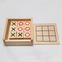 Wooden Flying Chess and Tic-Tac-Toe Multi-functional Game Board Set with Logo Design. See details beige