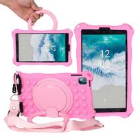 For Nokia T10 2025 Case 8inch Soft Bubble Silicone Kids Safe Tablet Cover For Nokia T10 360 Degree Rotating Stand Funda For Nokia T10 8inch rožinė