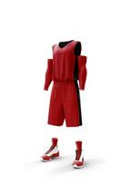 Reversible Summer Basketball Training Set: Men's University Team Jersey & Shorts 4XL juoda/raudona