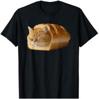 Women Adorable Sleeping Bread Meme T Shirt Cat Loaf Print Short Sleeve O Neck Casual Tops Black Summer Daily Wear S