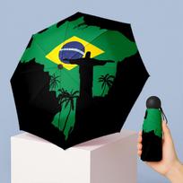 Brazil national football team Pattern Printed Mini 5 Folds 8 Ribs Compact Umbrella Windproof Waterproof Lightweight Portable Folding