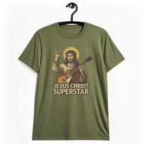 Jesus Christ Superstar Funny Rock Guitar Graphic TShirt Retro Unisexs Summer Cotton Shirt Vintage Christian Rock Aesthetic Tee S gray