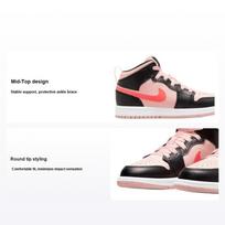 Air Jordan 1 Mid PS Black Pink Crimson Kids Sneakers Atmosphere Infrared-23 640734-604 35